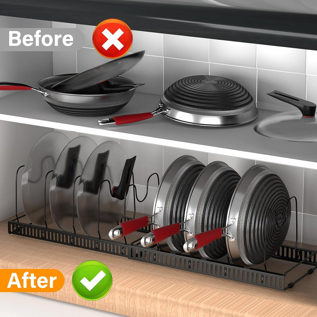 Zanfqvo Topfdeckelhalter, Topfdeckel Aufbewahrung mit 10 Verstellbaren Fächern, Deckelhalter Schubla