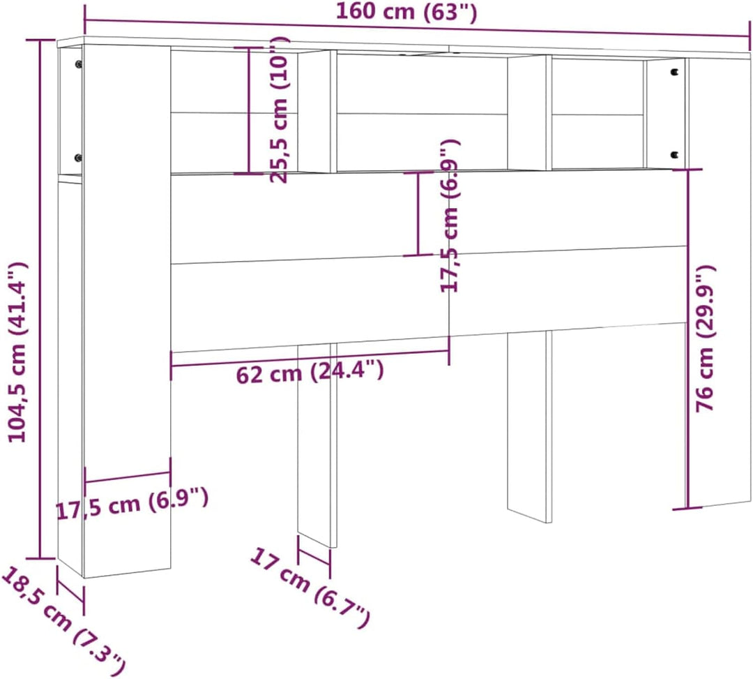 Susany Kopfteil-Regal Polsterkopfteil Betthaupt Bettkopfteil 160 x 18,5 x 104,5 cm (B x T x H) mit A