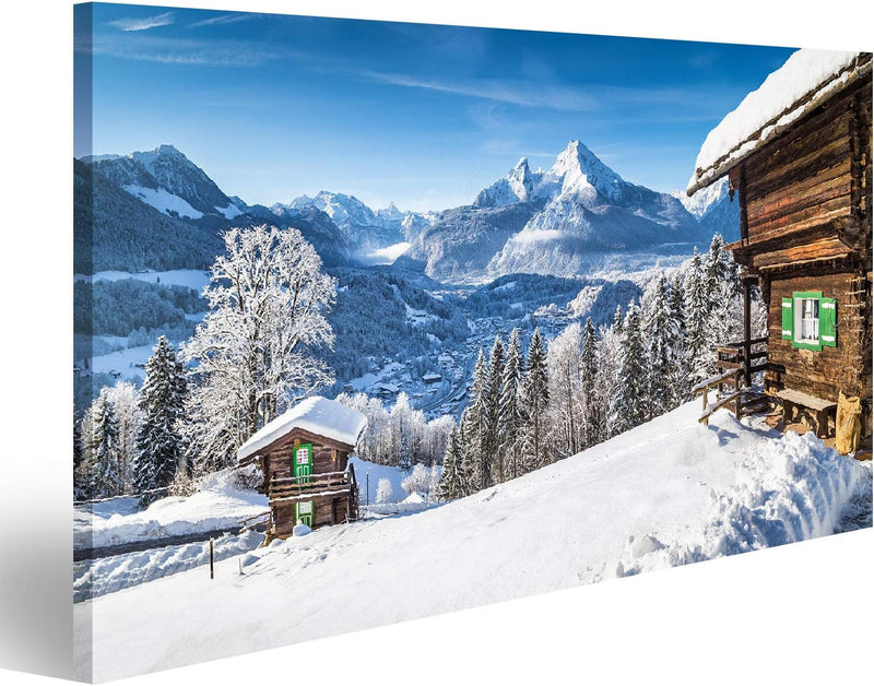 islandburner Bild auf Leinwand Wintermärchenland Berglandschaft In Den Alpen Mit Traditionellen Berg