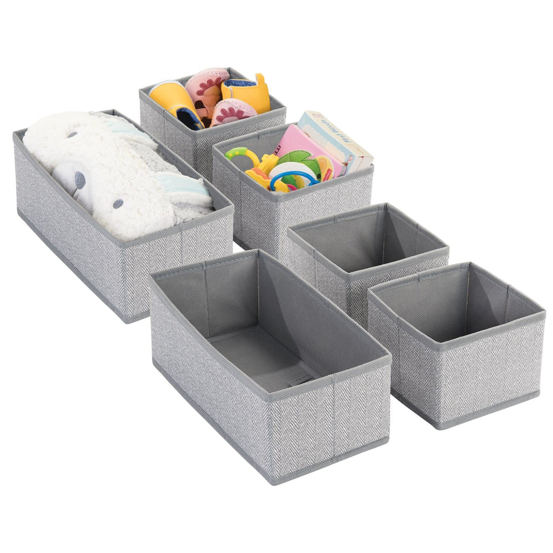 mDesign 2er-Set Baby Organizer mit je 3 Boxen – Aufbewahrungsbox in 2 Grössen für Windeln, Feuchttüc
