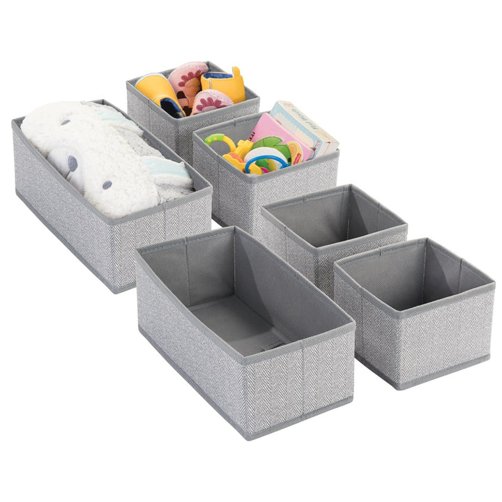 mDesign 2er-Set Baby Organizer mit je 3 Boxen – Aufbewahrungsbox in 2 Grössen für Windeln, Feuchttüc