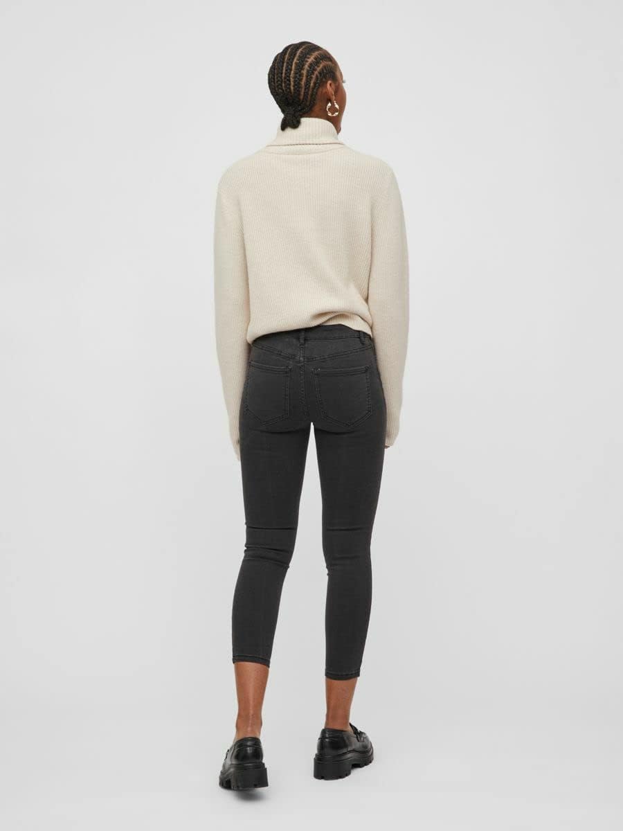Vila Damen Viril L/S Half Zip Knit Top Pullover S Super Light Natural Melan, S Super Light Natural M