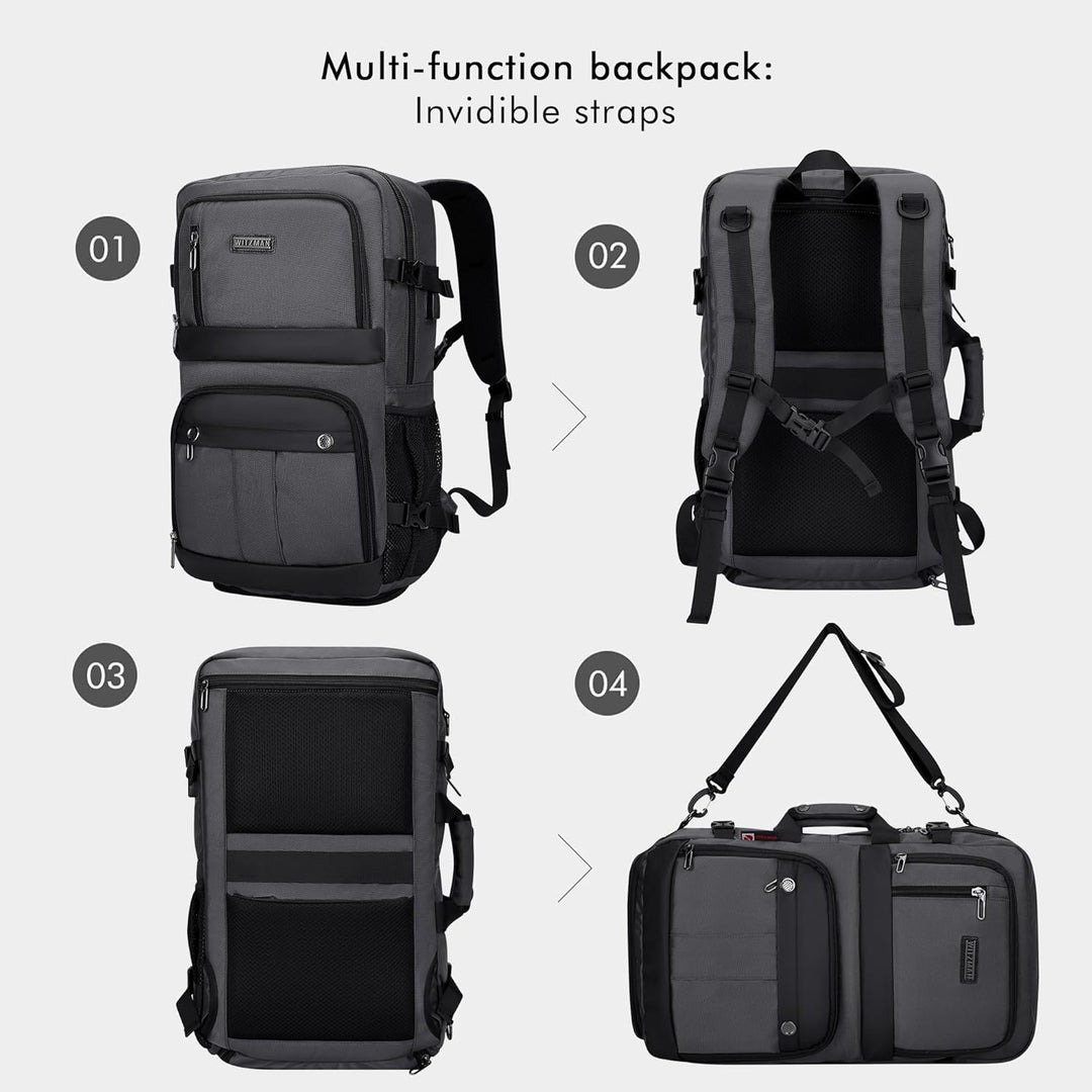 WITZMAN Reiserucksack Herren Damen Gross Laptop Rucksack 15.6-17 Zoll mit USB-Ladeanschluss Flugzeug
