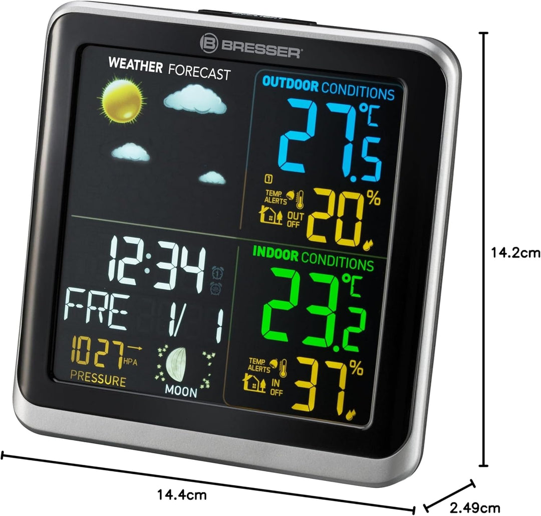 Bresser 7007201 Wetterstation Funk mit Aussensensor ClimaTemp TB Wetterstation mit LCD Farbdisplay u