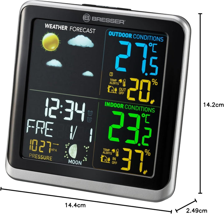 Bresser 7007201 Wetterstation Funk mit Aussensensor ClimaTemp TB Wetterstation mit LCD Farbdisplay u