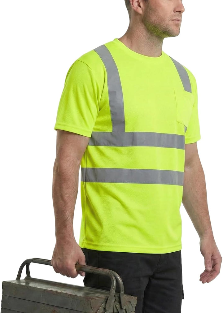 HYCOPROT Warnschutz T-Shirt Warnweste Reflektierend Warnweste Atmungsaktiv Leicht Kurzarmshirt Kurza