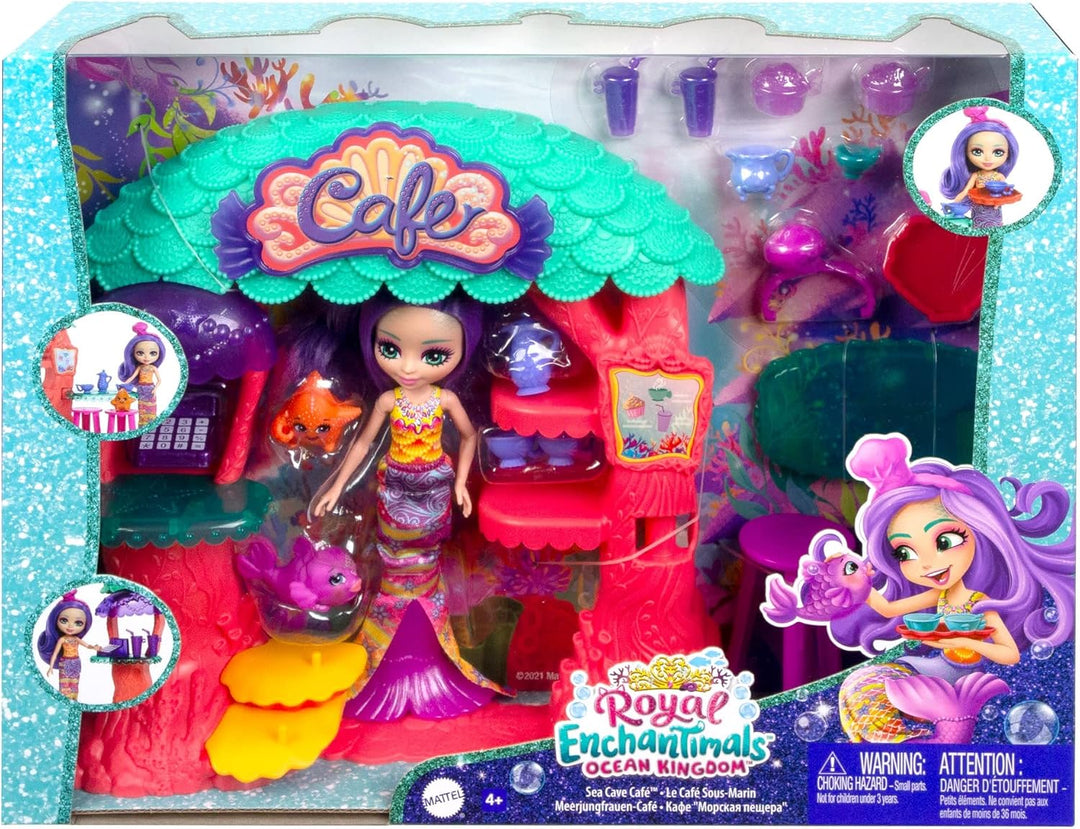 Enchantimals HCF86 - Royal Unterwasser-Café (ca. 22 cm), +15 Teile, mit Meerjungfrauenpuppe Martina