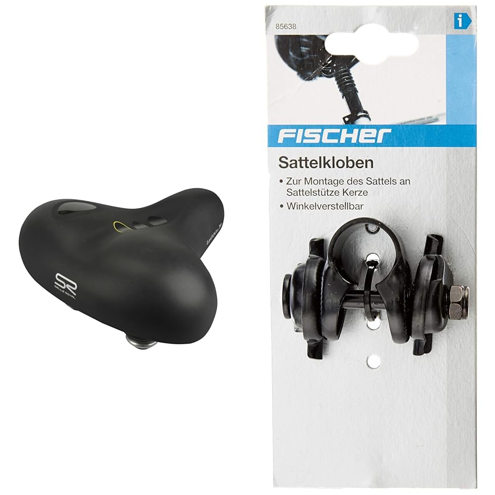 Selle Royal Erwachsene Elastomer Gel Tourensattel, schwarz, One Size Bundle mit Sattelkloben, schwar