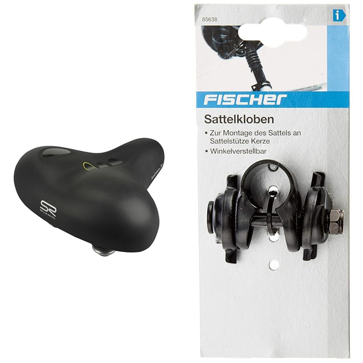 Selle Royal Erwachsene Elastomer Gel Tourensattel, schwarz, One Size Bundle mit Sattelkloben, schwar