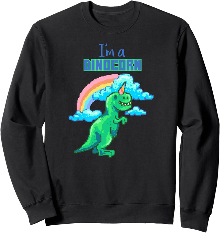 Dinocorn Pixel Art Unicorn Rainbow Sweatshirt