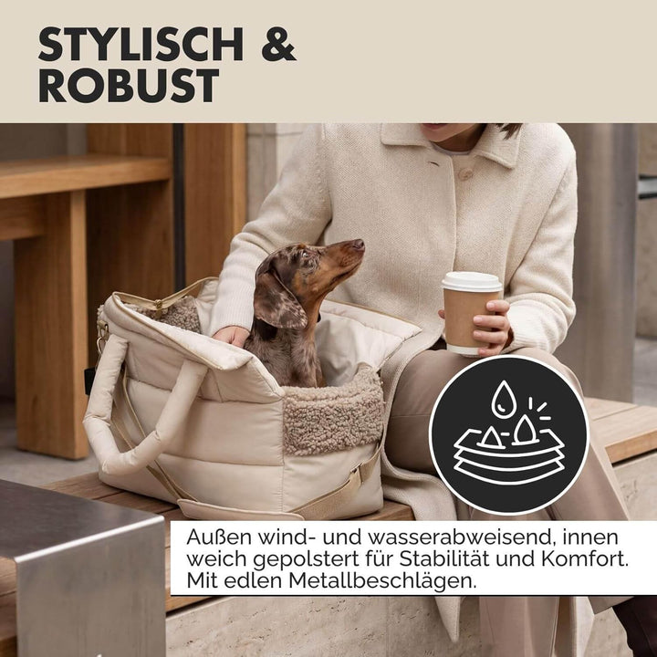 Hundetragetasche SARA | stilvolle Hundetragetasche für kleine Hunde | Wind- & wasserabweisend | Tedd