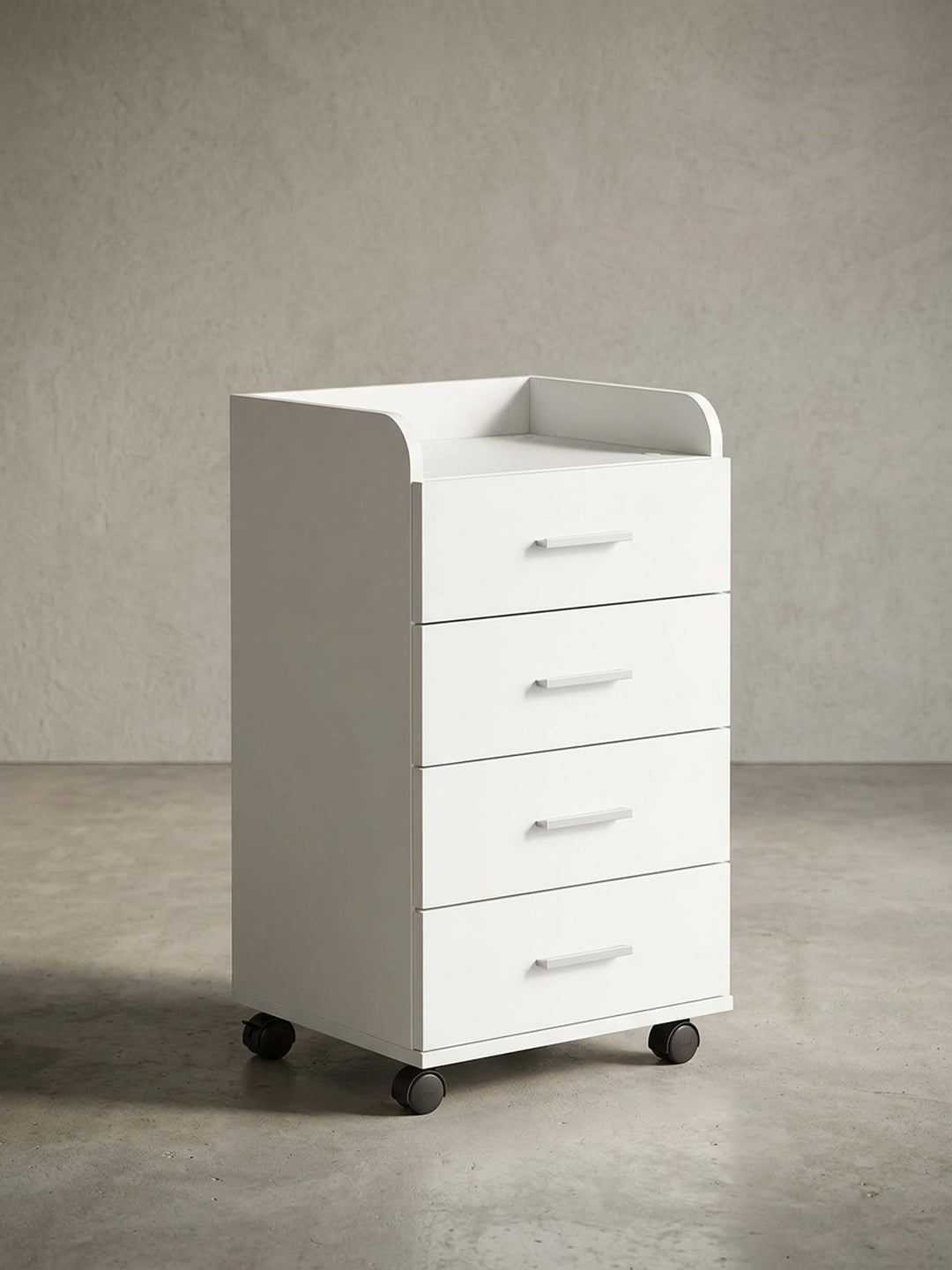 Rollcontainer WL5.748 40 x 70,5 x 33 cm Weiss | Schreibtisch-Container Rollschrank 4 Schubladen | Mo