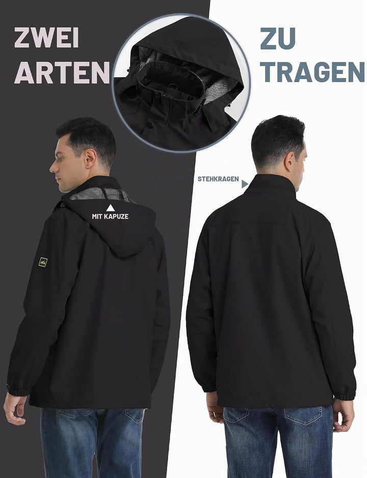 TACVASEN Herren Outdoorjacke Leicht Wasserabweisend Wanderjacke Übergangsjacke Funktionsjacke mit Ab
