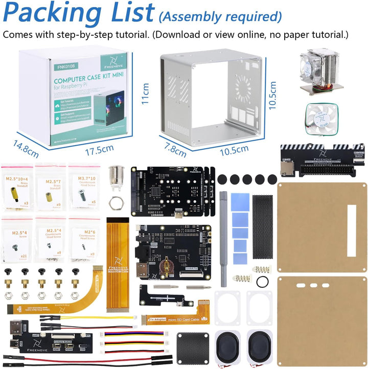 FREENOVE NAS Case for Raspberry Pi 5 (NOT Included), Quad M.2 NVMe SSD Slots, PWM ARGB Fans Light Sy