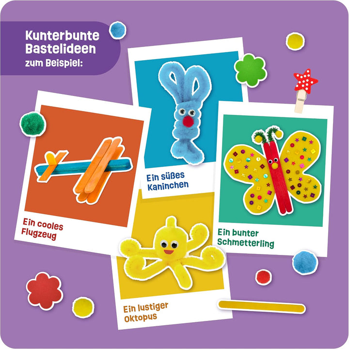 Smowo® Mega Bastelset Starterset - Bastelbox Mix - mit kreativen Bastelideen - Bunte Bastelbedarf Bo