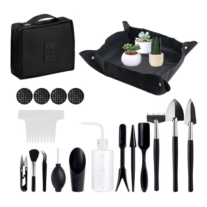 28 Stück Gartenwerkzeug Set,Mini Pflanzen Werkzeug Set,50x50cm wasserdichte Gartenmatte Pflanzmatte,