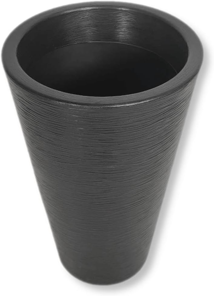 DARO DEKO Kunststoff Übertopf schwarz 40cm hoch konisch Säule Blumen-Töpfe Pflanzkübel Topf Bodenvas