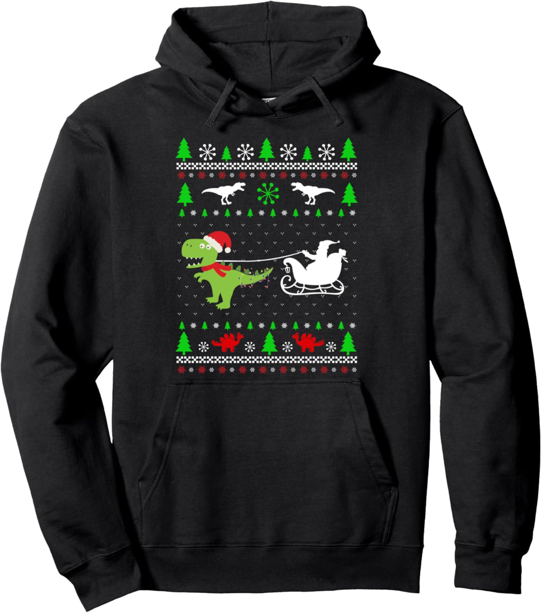 Dinosaur Ugly Christmas Sweater Christmas Dinosaur Trex Dino Pullover Hoodie