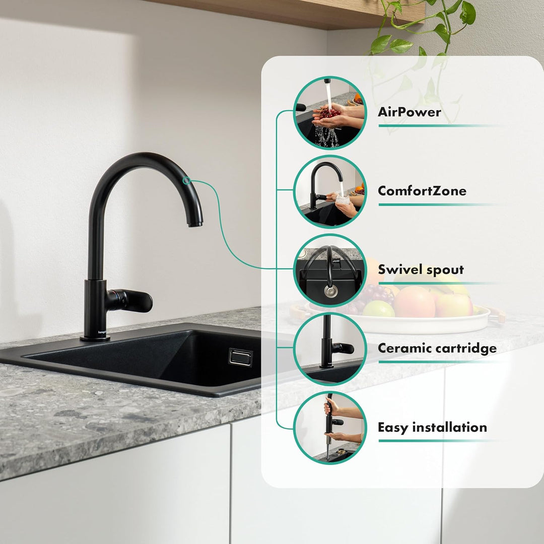 hansgrohe Küchenarmatur Vernis Blend M35, Wasserhahn Küche mit Auslauf Höhe 260 mm, 1 Strahlart, Mat