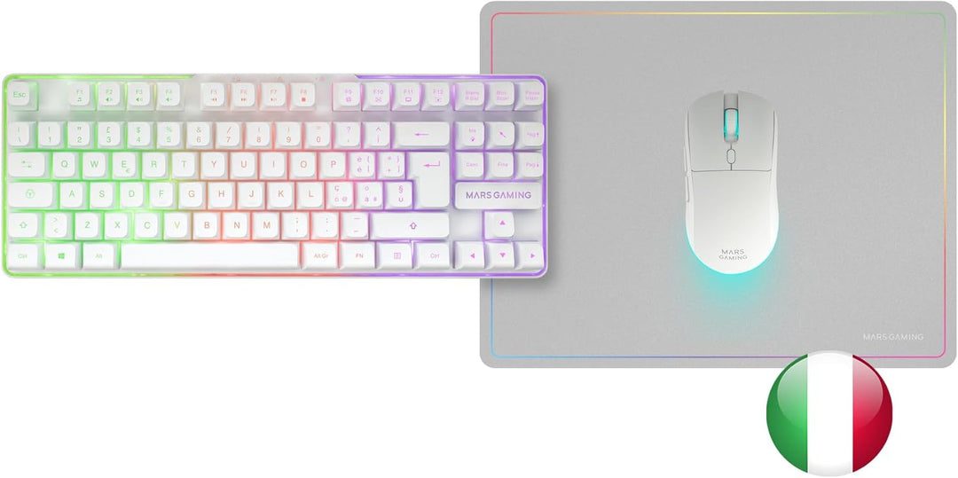 Mars Gaming MCPWTKL, Kabelloses Gaming-Combo, DualPro Link 2.4GPRO-Technologie, TKL FRGB Rainbow Tas