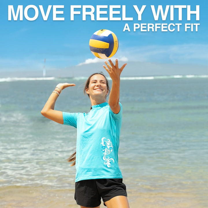 Kanu Surf Breeze Damen Rashguard & Workout Top mit LSF 50+, kurzärmelig XS Breeze Aqua, XS Breeze Aq