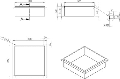 BERNSTEIN® Wandnische aus Edelstahl BS303010 randlos – 30 x 30 x 10 cm – Duschablage für Bad-Utensil