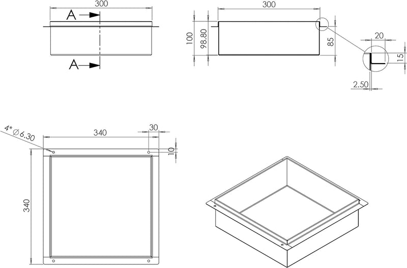 BERNSTEIN® Wandnische aus Edelstahl BS303010 randlos – 30 x 30 x 10 cm – Duschablage für Bad-Utensil