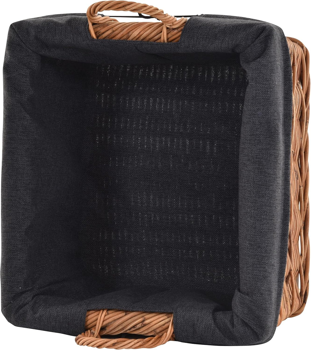Rattan Kaminholzkorb Flechtkorb mit Inlett Holzkorb Kaminkorb stabil Korb für Holz (klein, Natur) kl