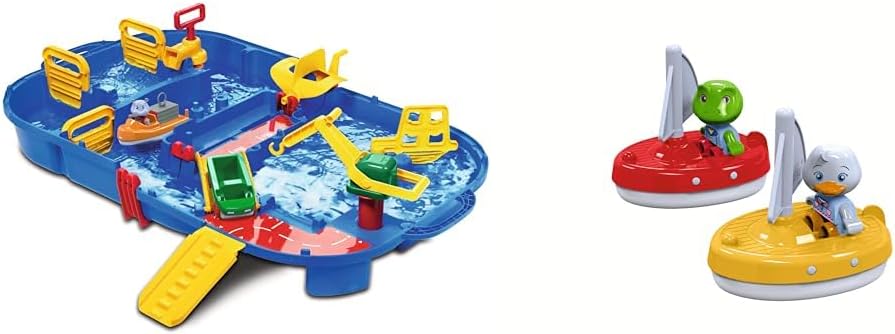 AquaPlay - LockBox - Wasserbahn als Transportkoffer mit 27 Teilen & 2 Segelboote + 2 Figuren - Zubeh