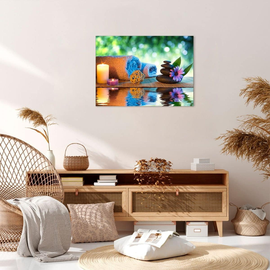 Bilder auf Leinwand Natur Entspannung Spa Kerzen Leinwandbild 70x50cm Wandbilder Dekoration Wohnzimm