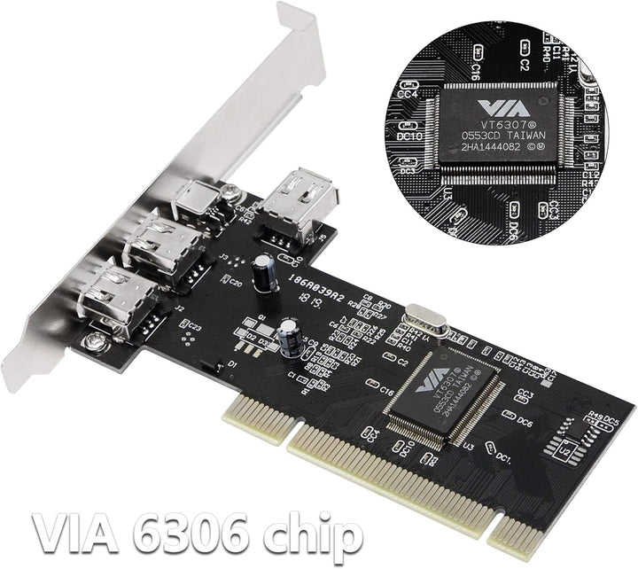 CERRXIAN 3 Port IEEE 1394 Firewire Card PCI Firewire Adapter IEEE 1394 PCI Controller Card for Deskt