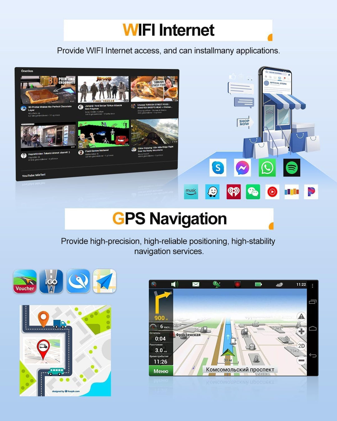 CAMECHO 1+32G Android 13 Autoradio für Chrysler Aspen 300/300C 2004-2010 mit Satellitennavigation, D