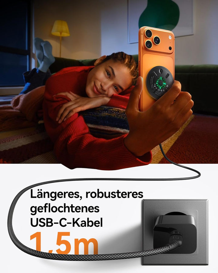 INIU Mag-Safe Ladegerät, 15W Qi2-Zertifiziertes Wireless Charger Induktive iPhone Ladestation mit LE