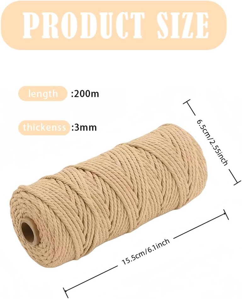 Juteschnur 3mm 200m Juteband Natur Robustes Juteseil und Paketschnur für Garten DIY Makramee Garn Ge
