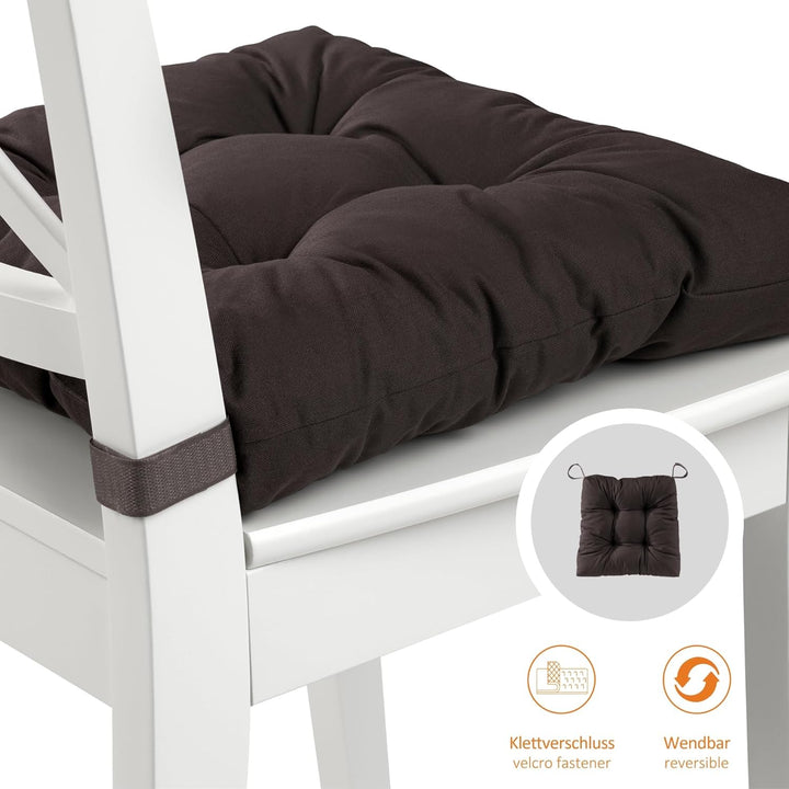 sleepling 2er Set Stuhlkissen 40 (vorne), 35 (hinten) x 38 x 7 cm, Sitzkissen für Stuhl & Bank mit K