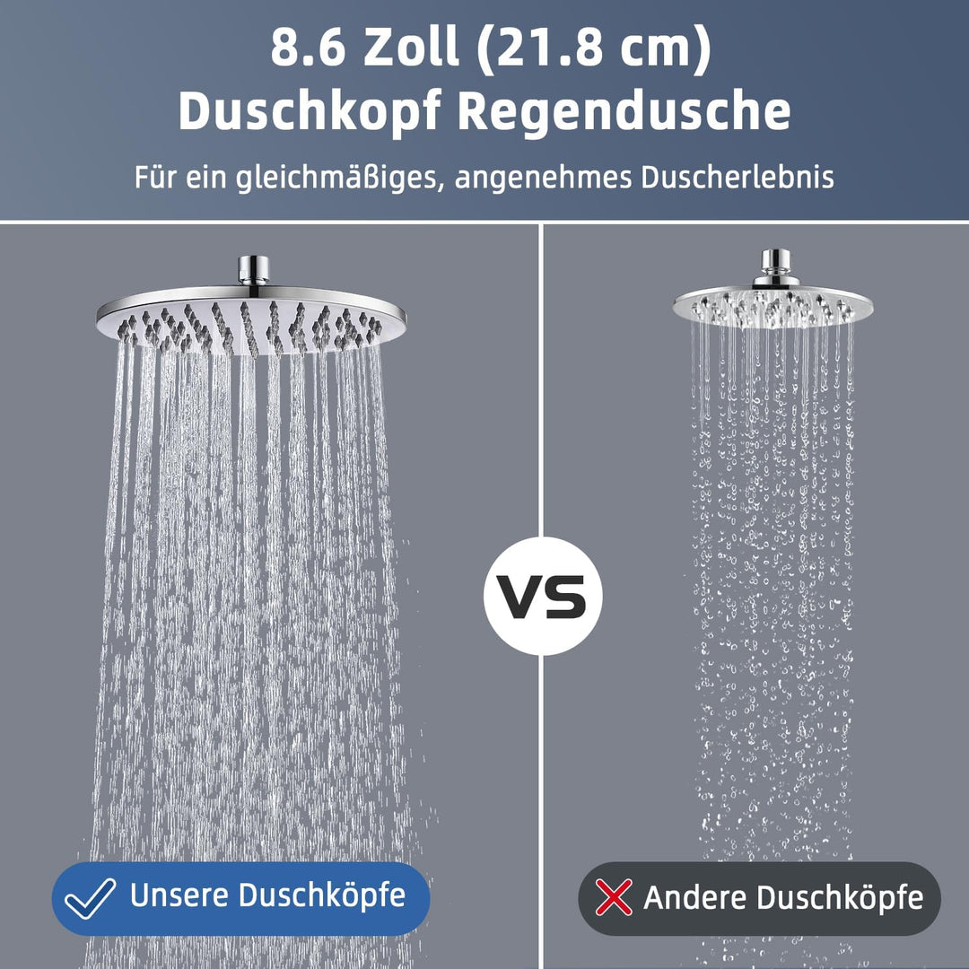 Duschkopf Regendusche, Edelstahl Regendusche Duschkopf, Anti-Kalk-Düsen (Chrom, 20 cm) Kreisförmig 2