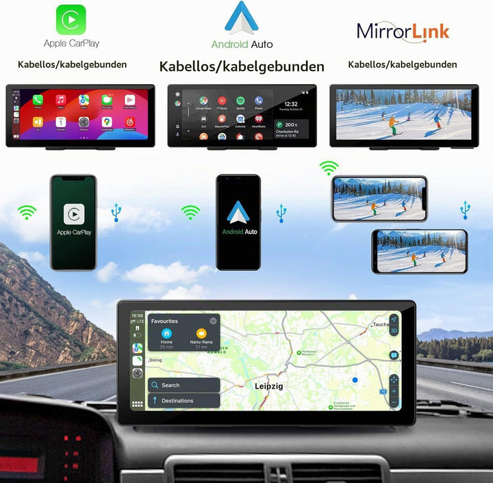 M.I.C. Smart Screen Android 12 Tragbares Autoradio mit RK3566 2G+32G: 9.3" HD Touchscreen Wireless A