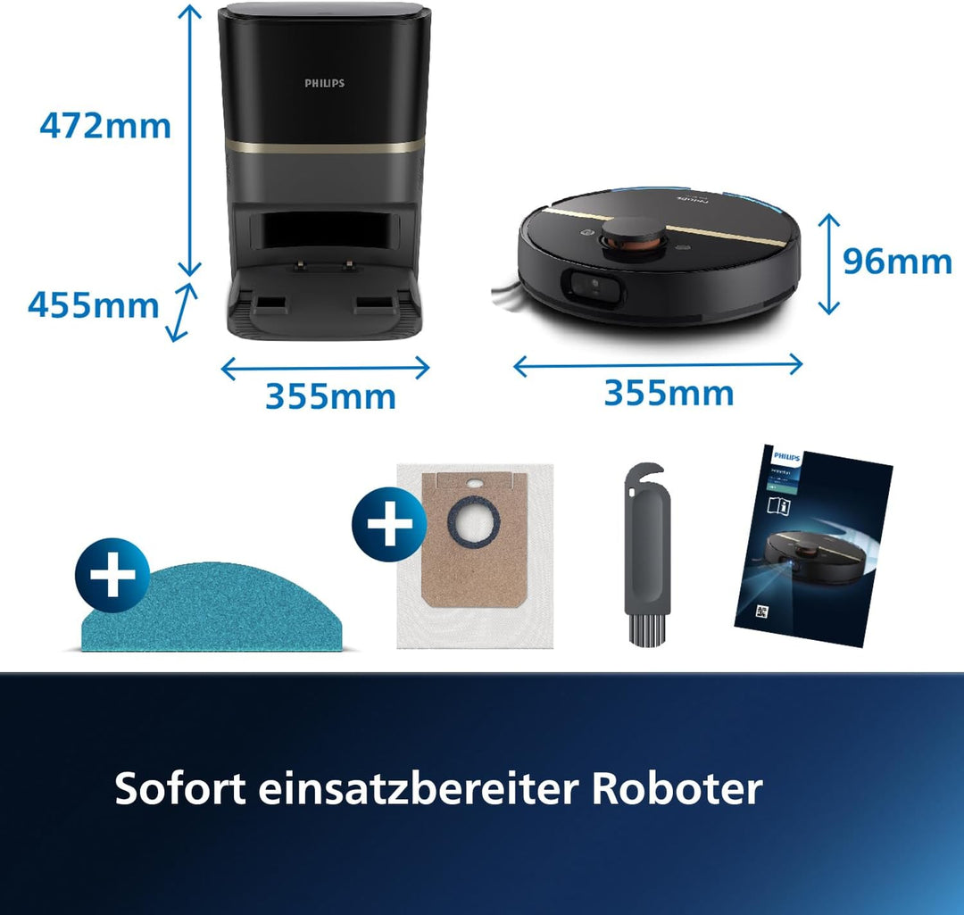 Philips Homerun Serie 7000 Saug-Wischroboter, ultrastarke Saugleistung (5.000 Pa), Erkennung Kleiner