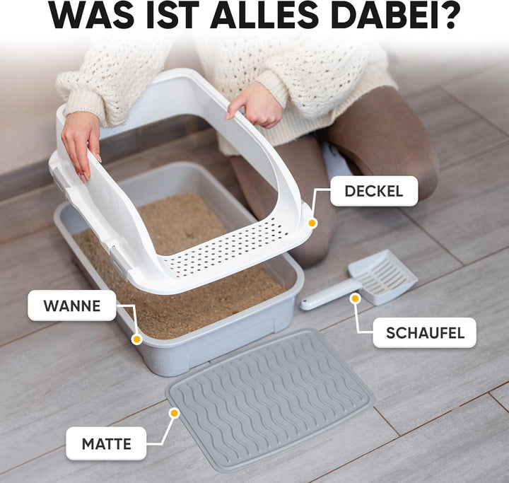 CROPLAS Katzenklo offen hoher Rand, Katzenklo ohne Deckel, Katzenklo gross, offenes Katzenklo, Katze