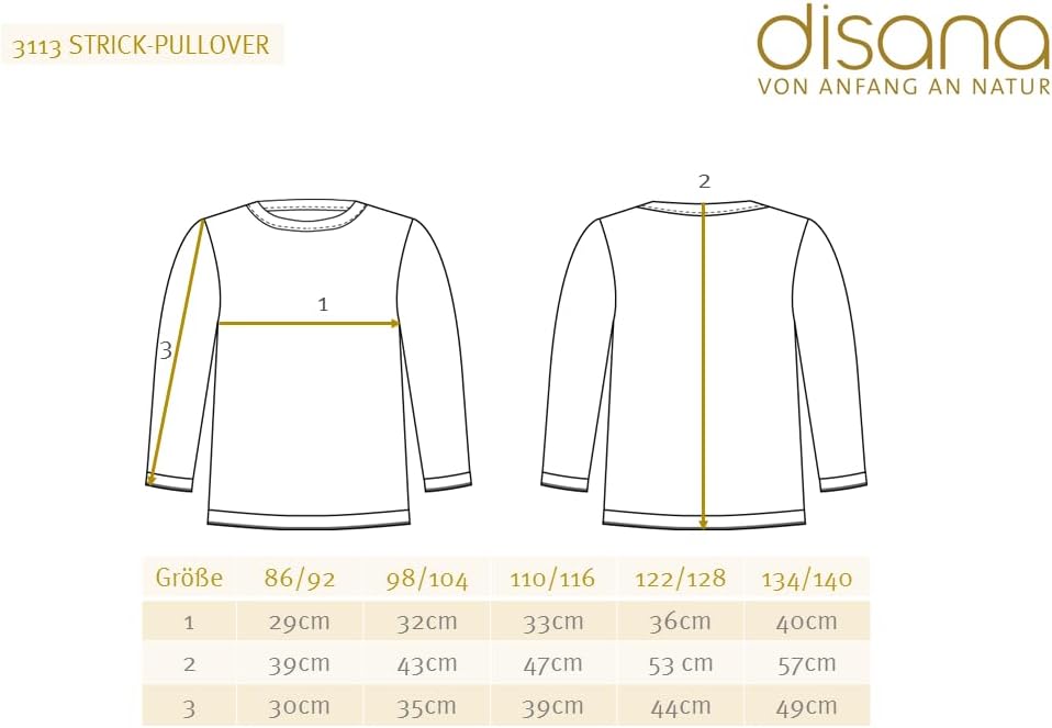 disana Strick-Pullover, 100% Bio-Merinowolle GOTS, IVN Best | Zeitloses Design | Kleinkind, Kind, Un