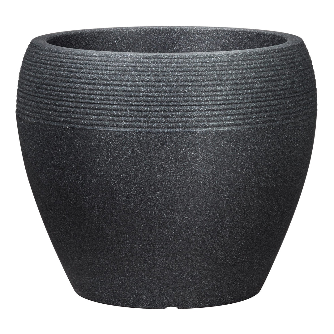 Scheurich Lineo, Pflanzgefäss aus Kunststoff, Schwarz-Granit, 40 cm Durchmesser, 32,7 cm hoch, 28 l