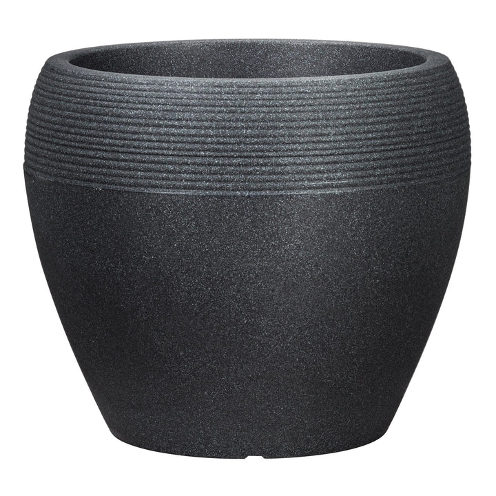 Scheurich Lineo, Pflanzgefäss aus Kunststoff, Schwarz-Granit, 40 cm Durchmesser, 32,7 cm hoch, 28 l