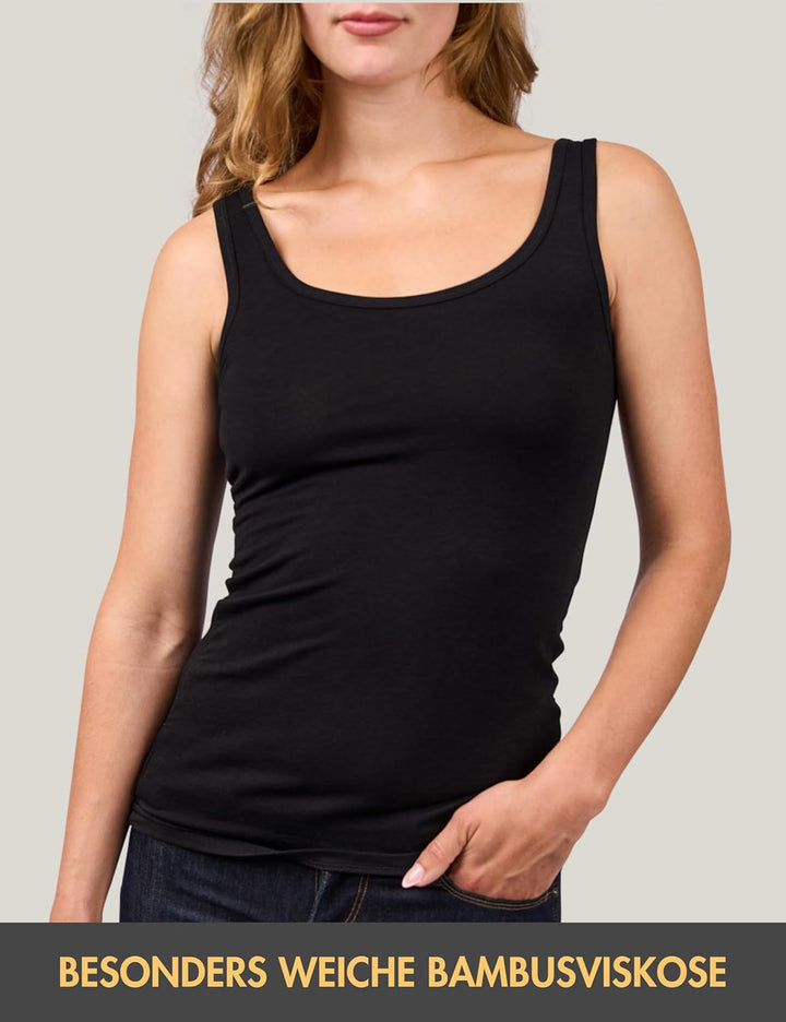 Basic Treasure 3er-Pack Unterhemden Damen, Spaghettiträger Top Damen, Premium Bambus Unterhemd Damen