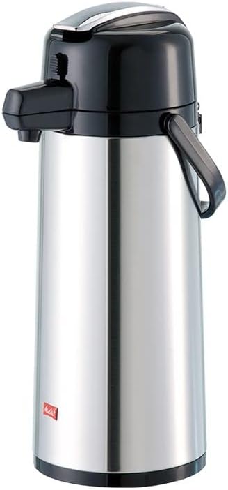 Melitta Pump-Isolierkanne, 2,2 l, ca. 16 Tassen, Glaskolben, Edelstahl, Silber/Schwarz 2200 ml Glask