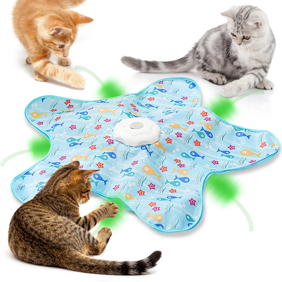 Interaktives Katzenspielzeug für Wohnungskatzen mit 2 beweglichen Federn, Erwachsene & Kitten, autom