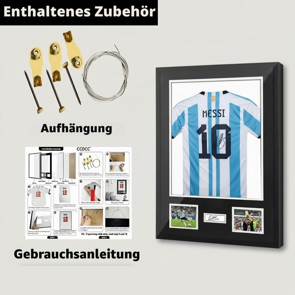 Fussballtrikot-Rahmen 60 x 80 cm – Aluminium-Legierung, Sport-Trikot-Display-Rahmen, DIY-Trikot-Rahm