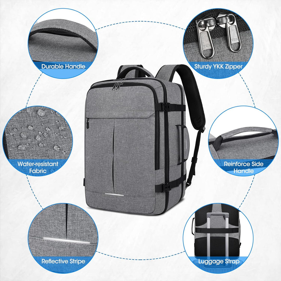 Lubardy Reiserucksack Herren Damen Handgepäck Rucksack Flugzeug Gross Laptop Rucksack 17 Zoll Wasser