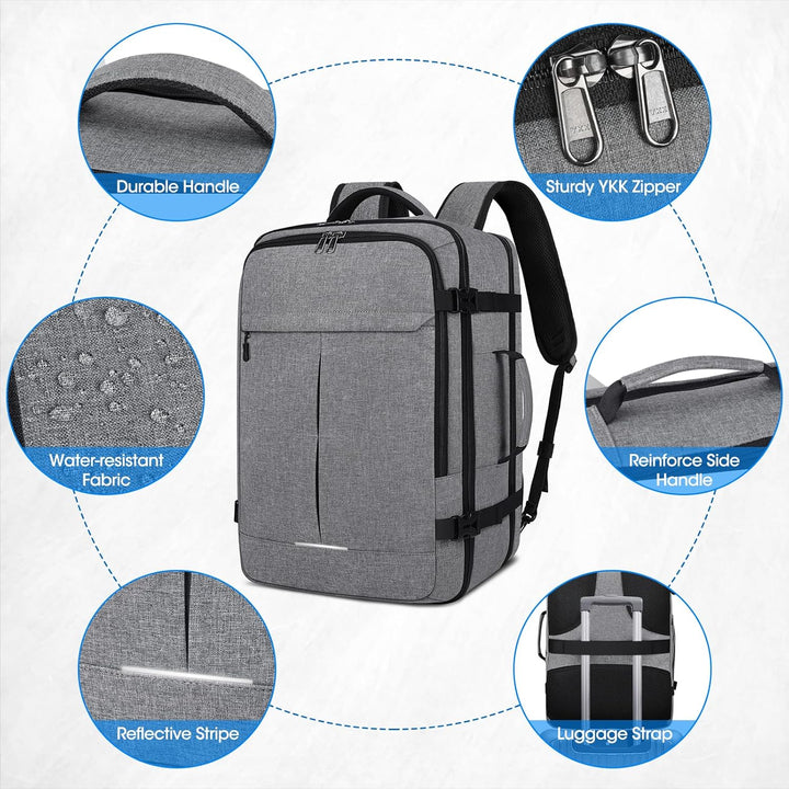 Lubardy Reiserucksack Herren Damen Handgepäck Rucksack Flugzeug Gross Laptop Rucksack 17 Zoll Wasser