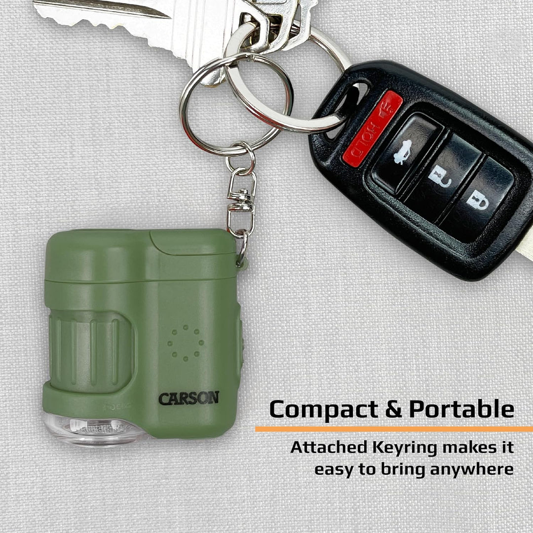Carson MicroMini 20x LED Taschenmikroskop mit UV-Licht und Taschenlampenfunktion, Safari Green (MM-2
