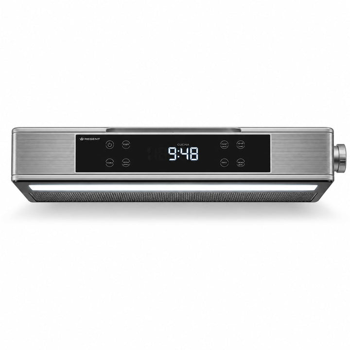 Regent Cucina Unterbau Küchenradio mit FM, Bluetooth, LED-Leiste, Farbdisplay, Küchentimer & 2 Wecke